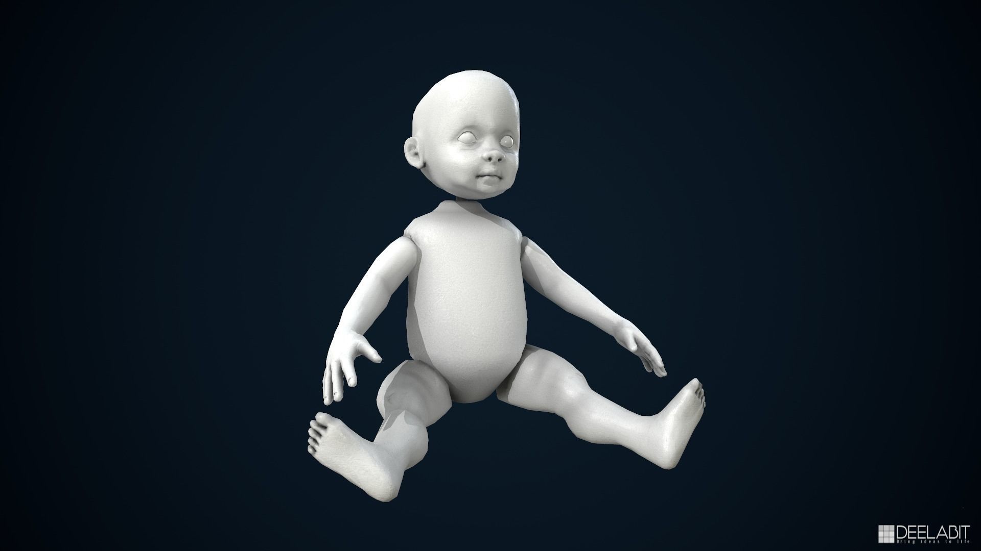 Wooden or Plastic doll Low-poly 3D model_4