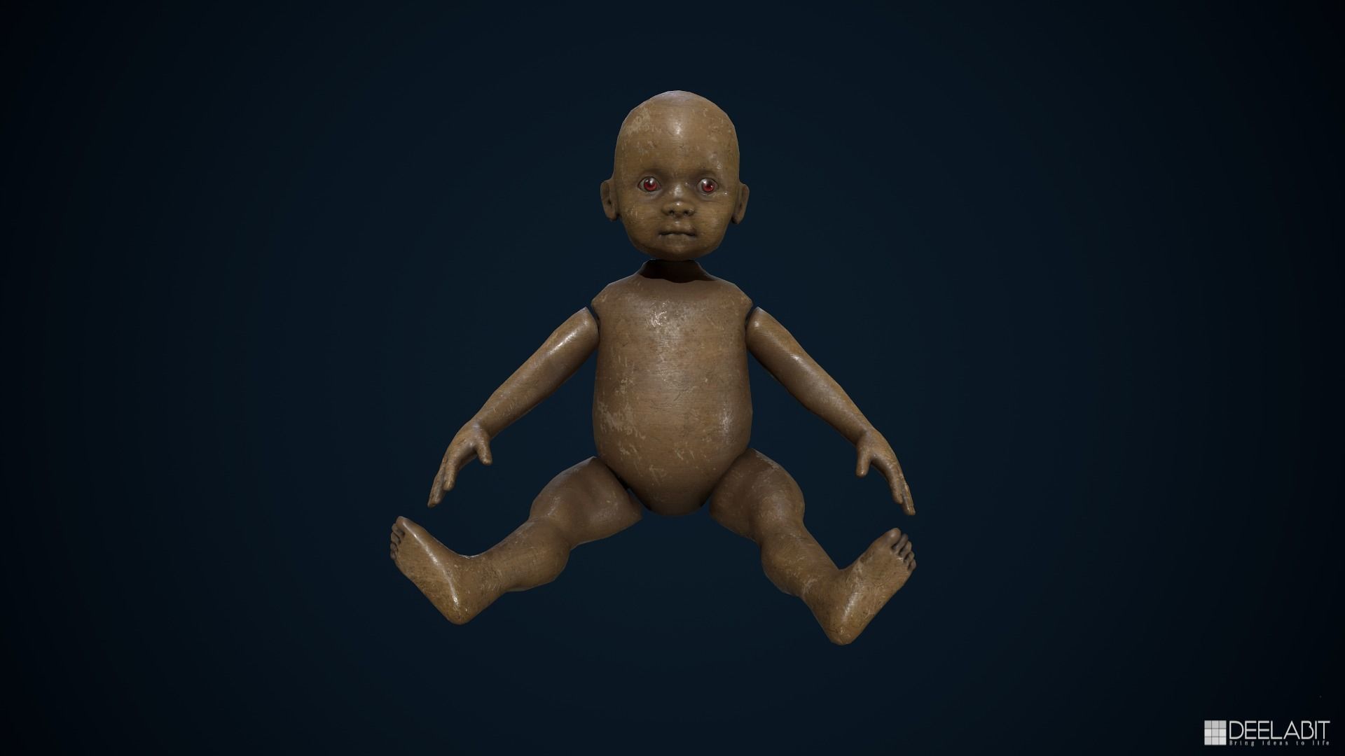 Wooden or Plastic doll Low-poly 3D model_2