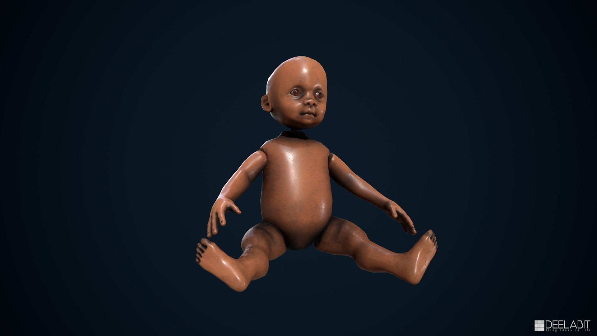 Wooden or Plastic doll Low-poly 3D model_5