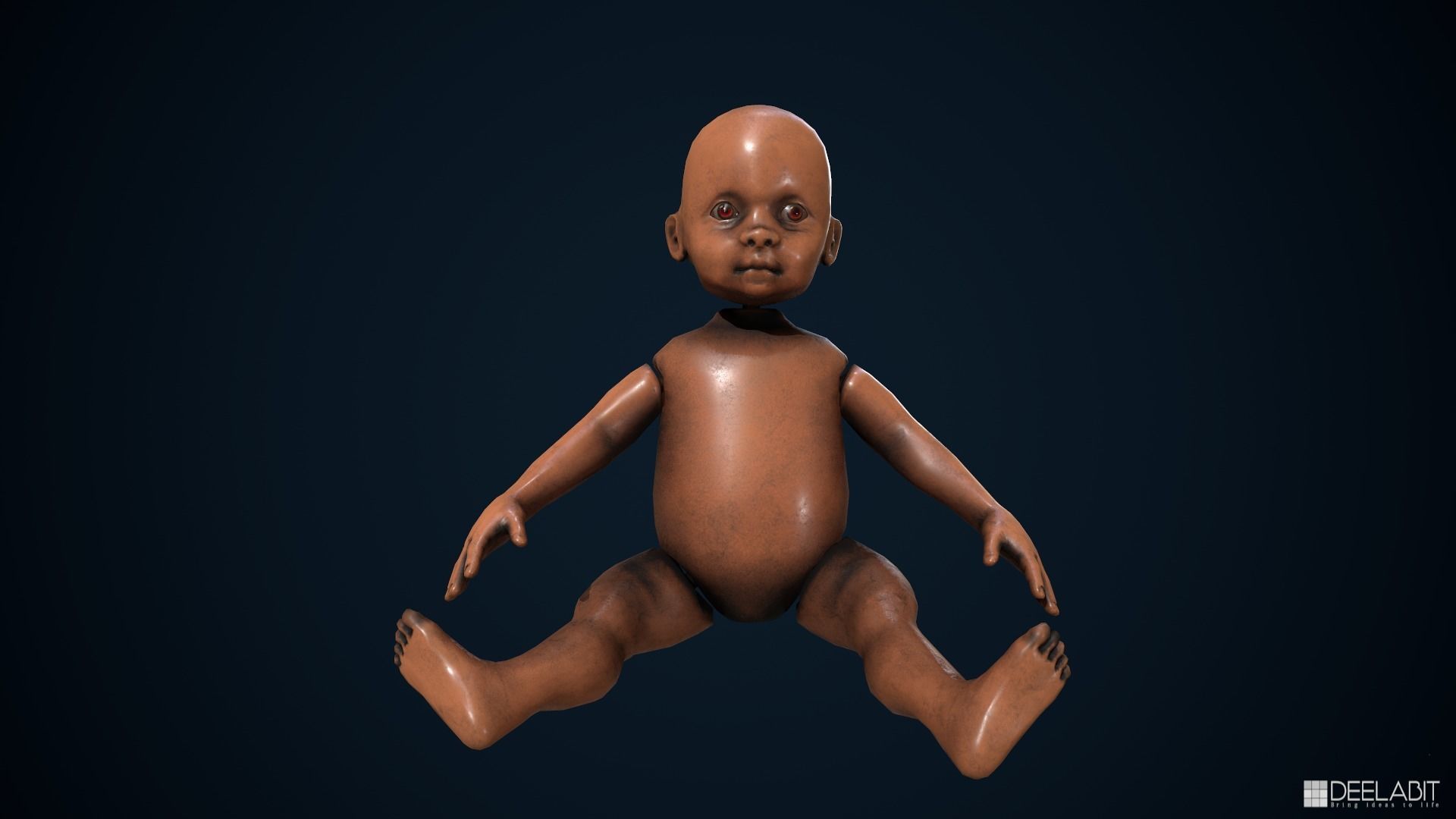 Wooden or Plastic doll Low-poly 3D model_6