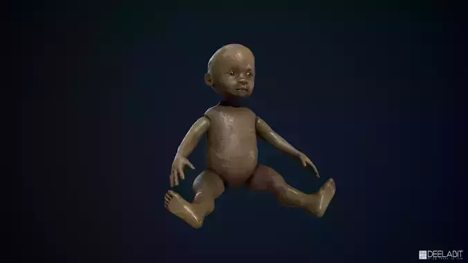 Wooden  or Plastic doll Low-poly 3D model