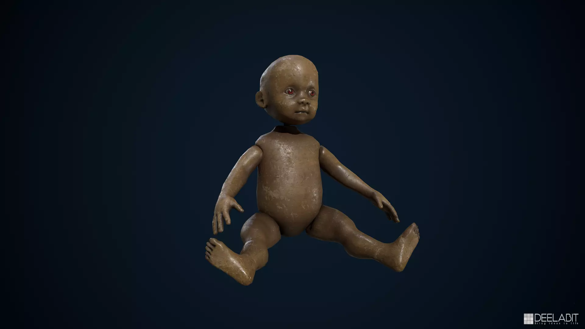 Wooden or Plastic doll Low-poly 3D model_0