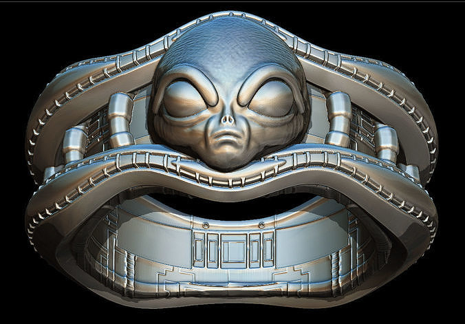 Alien printable ring 3D print model