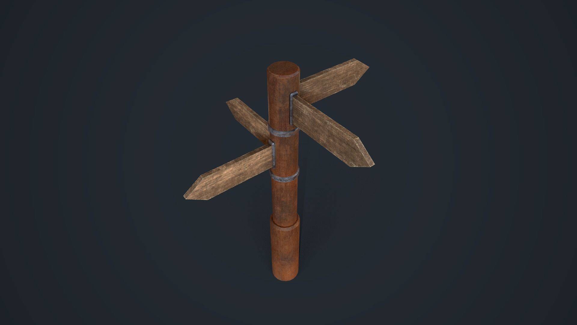 Wooden Sign Low-poly 3D model_8