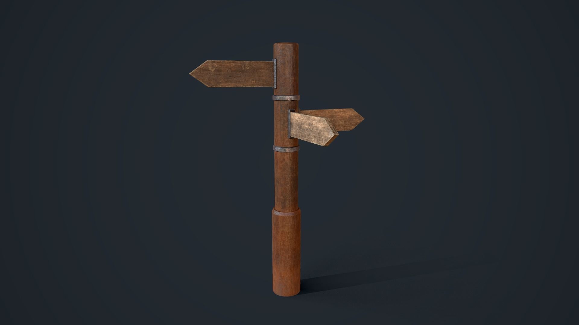 Wooden Sign Low-poly 3D model_4