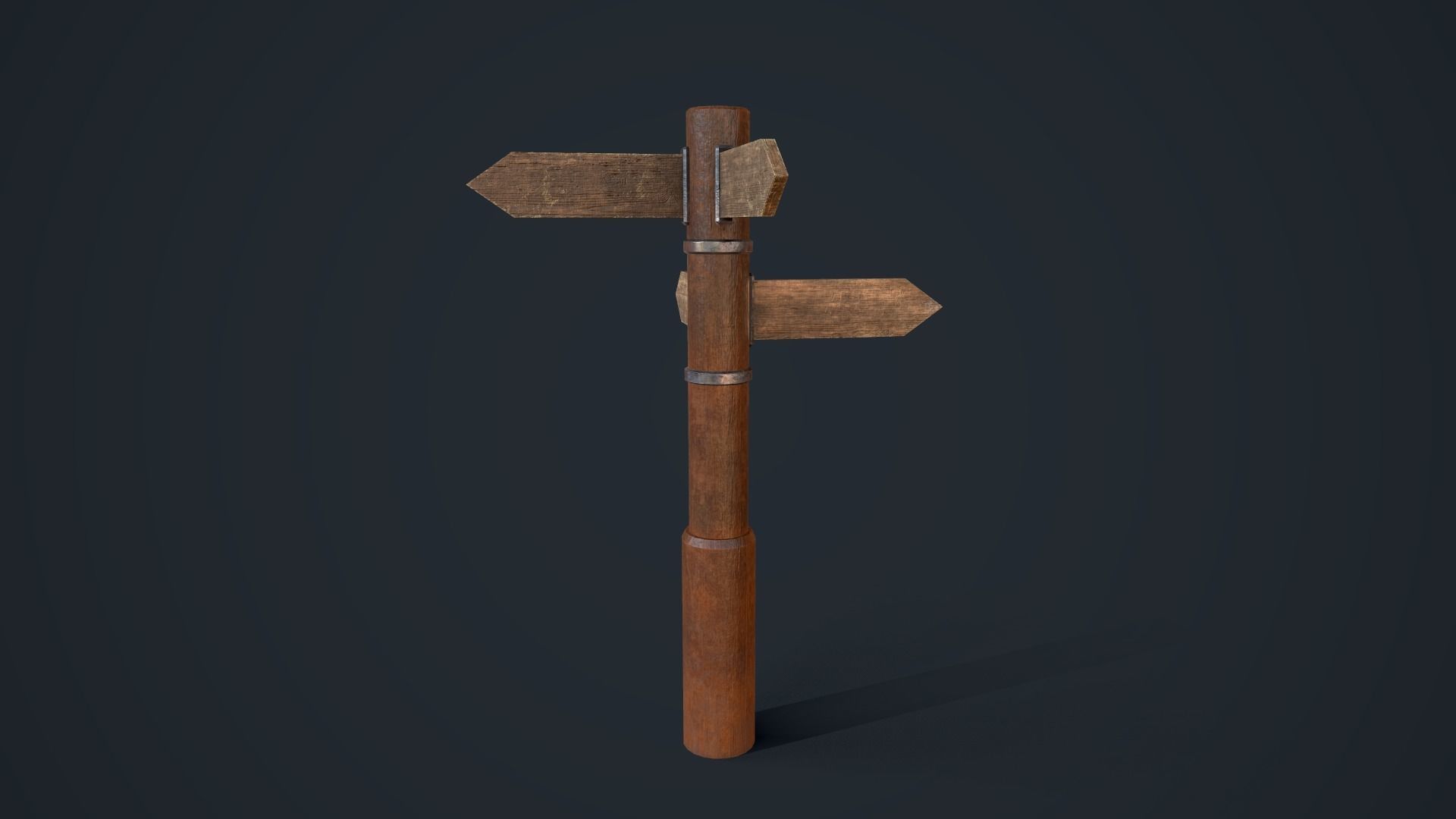 Wooden Sign Low-poly 3D model_2