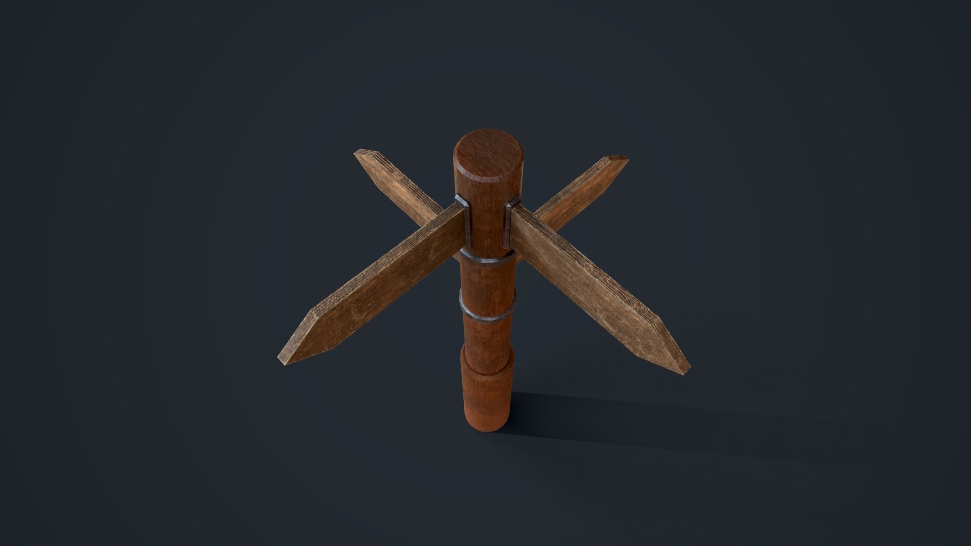 Wooden Sign Low-poly 3D model_9