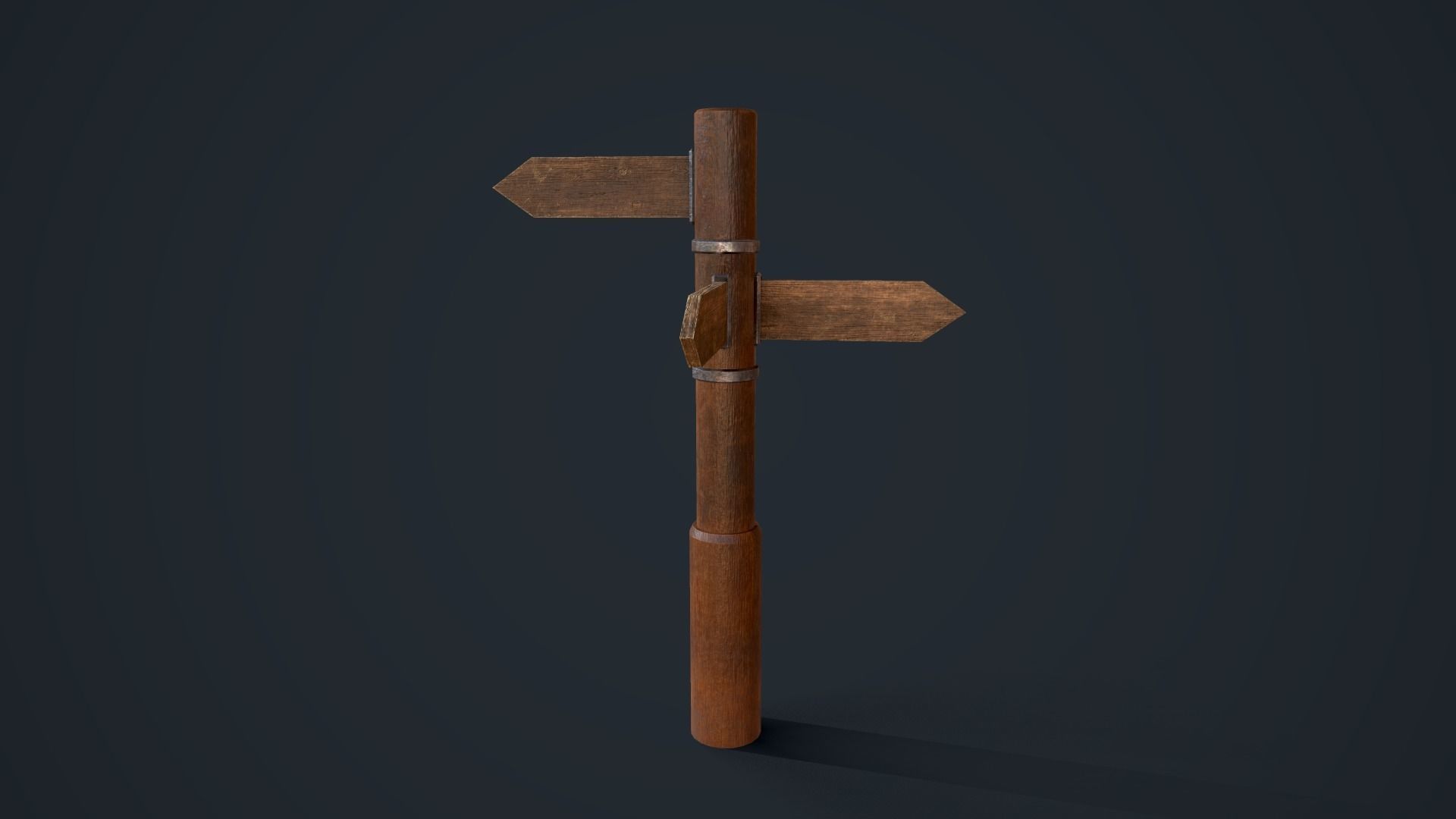 Wooden Sign Low-poly 3D model_5