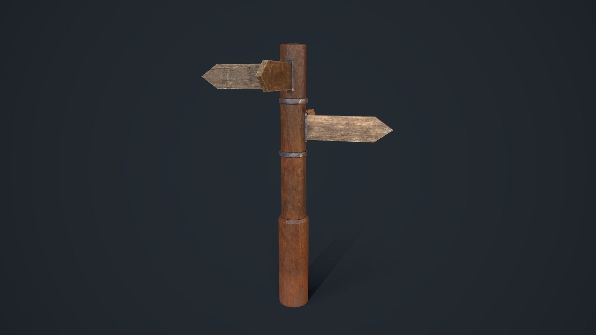 Wooden Sign Low-poly 3D model_3