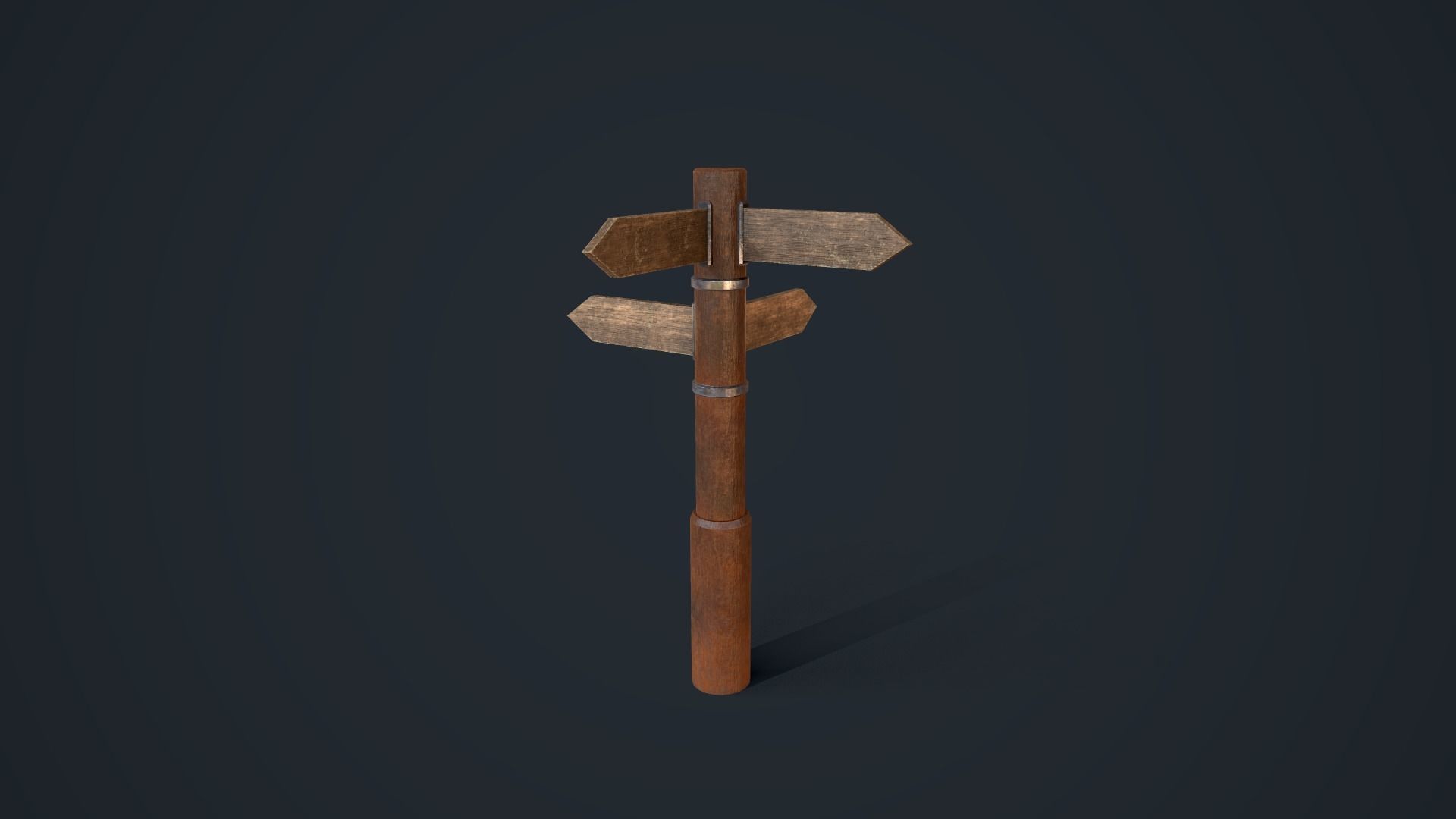Wooden Sign Low-poly 3D model_11