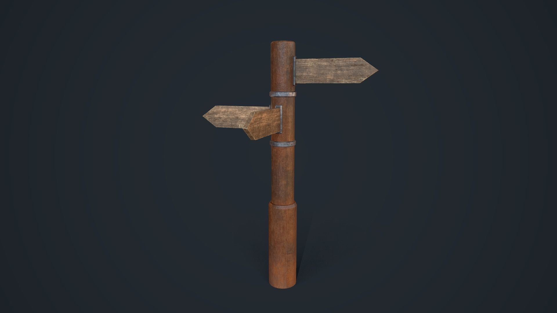 Wooden Sign Low-poly 3D model_7