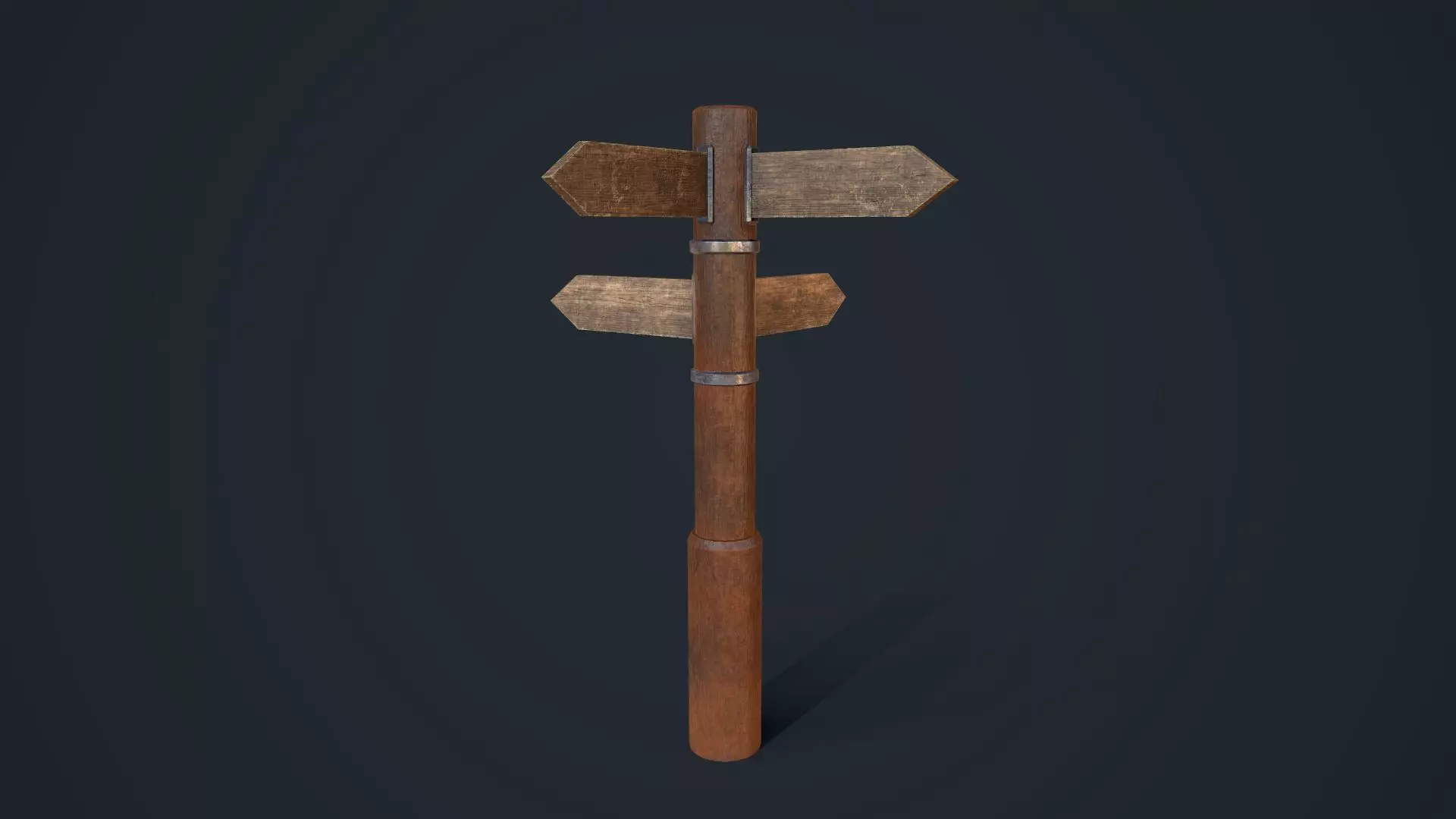 Wooden Sign Low-poly 3D model_0