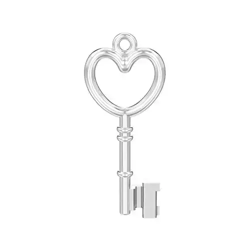 3d model simple decorative key pendant with heart 