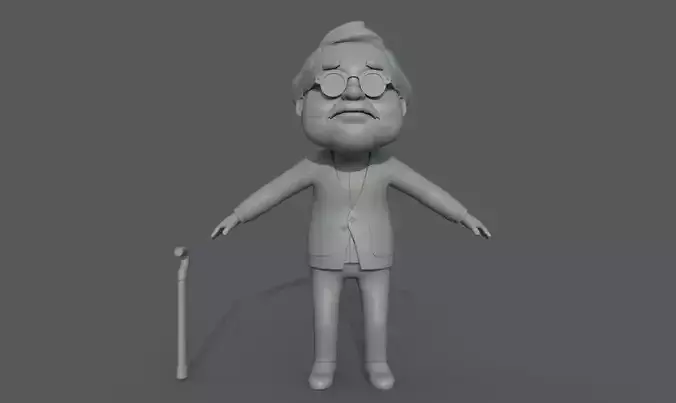 Grandpa old man with cane