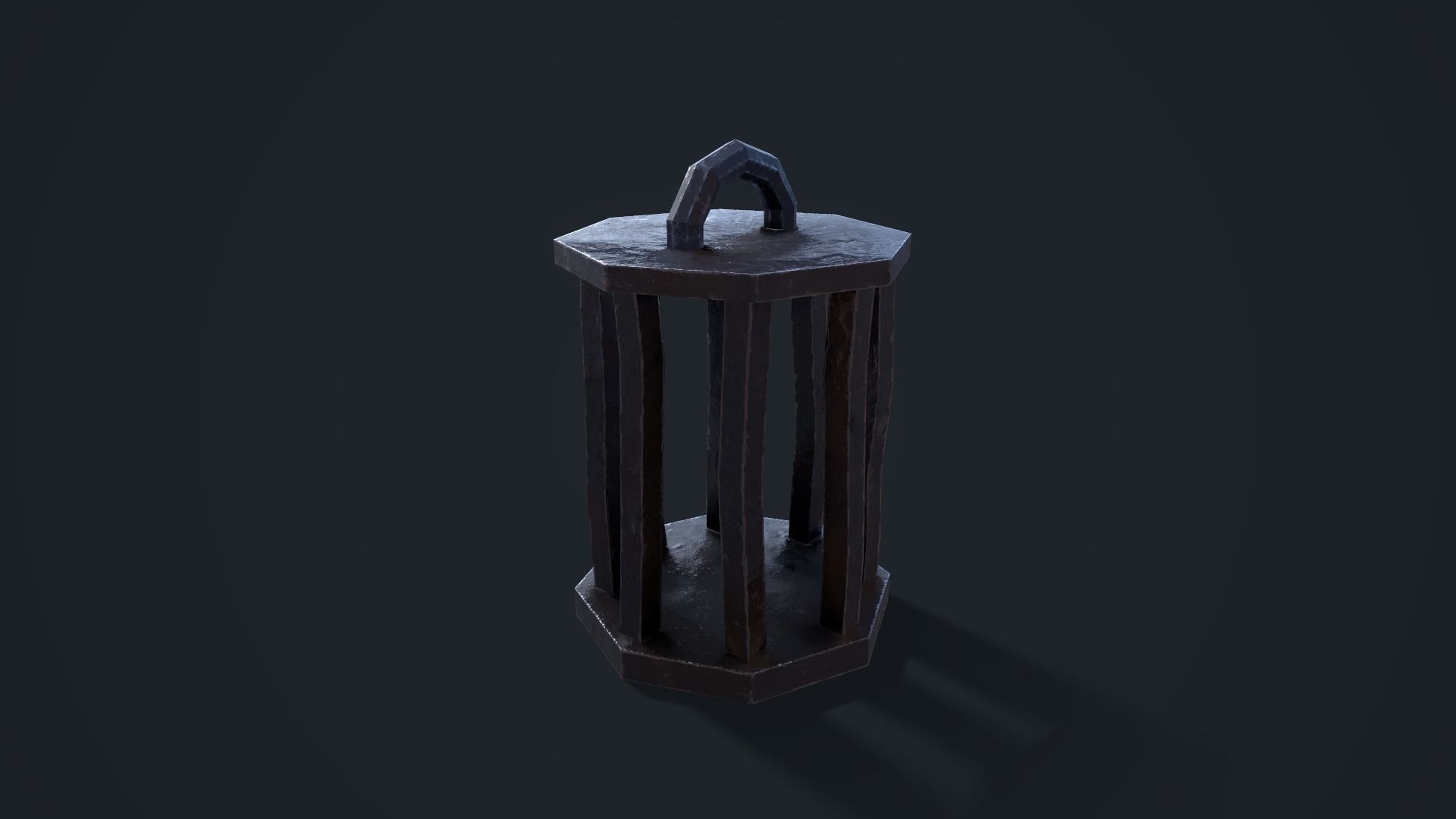 Stylized Metal Cage Low-poly 3D model_3