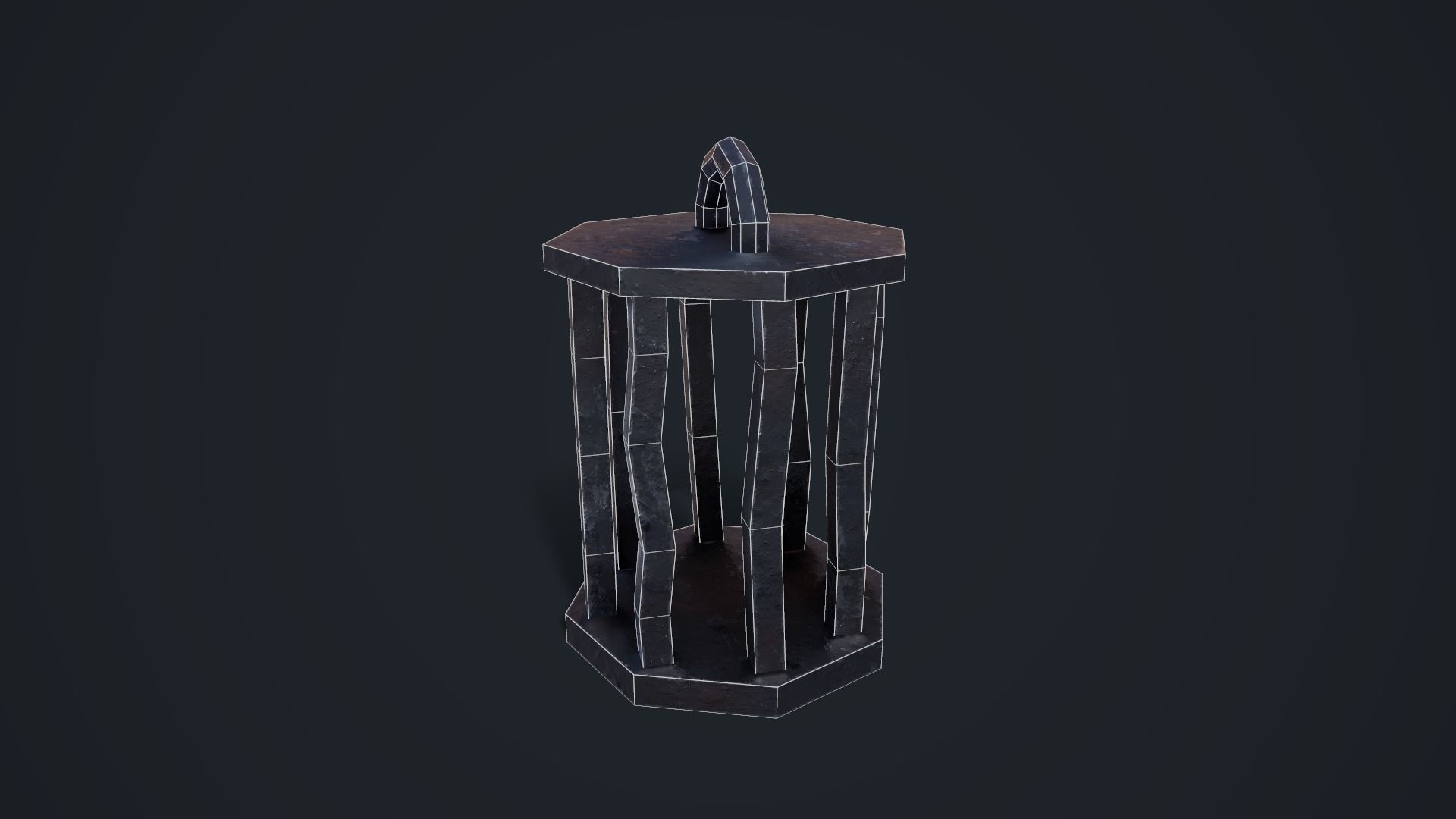 Stylized Metal Cage Low-poly 3D model_7