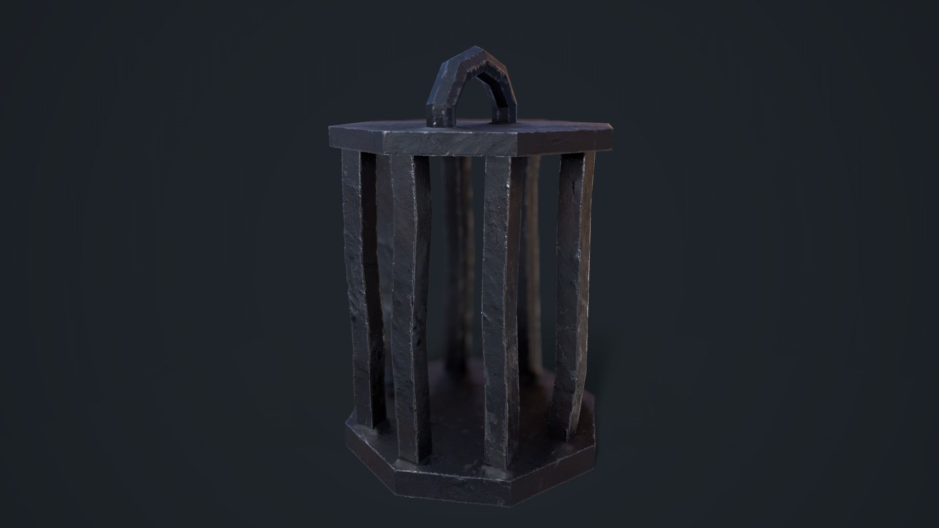 Stylized Metal Cage Low-poly 3D model_10