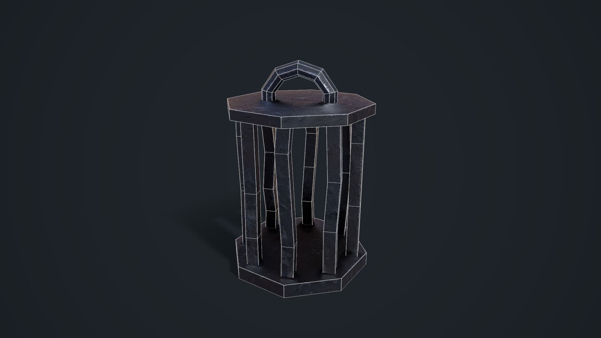 Stylized Metal Cage Low-poly 3D model_14