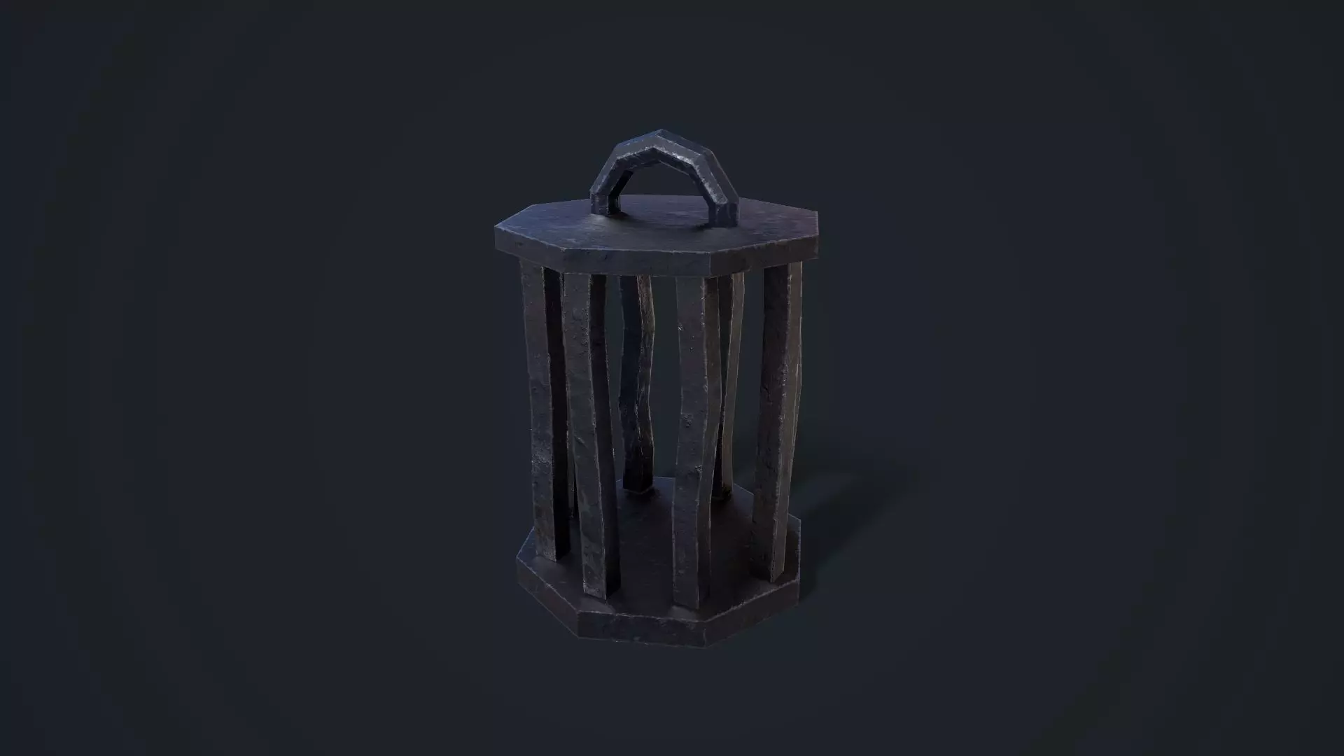 Stylized Metal Cage Low-poly 3D model_0
