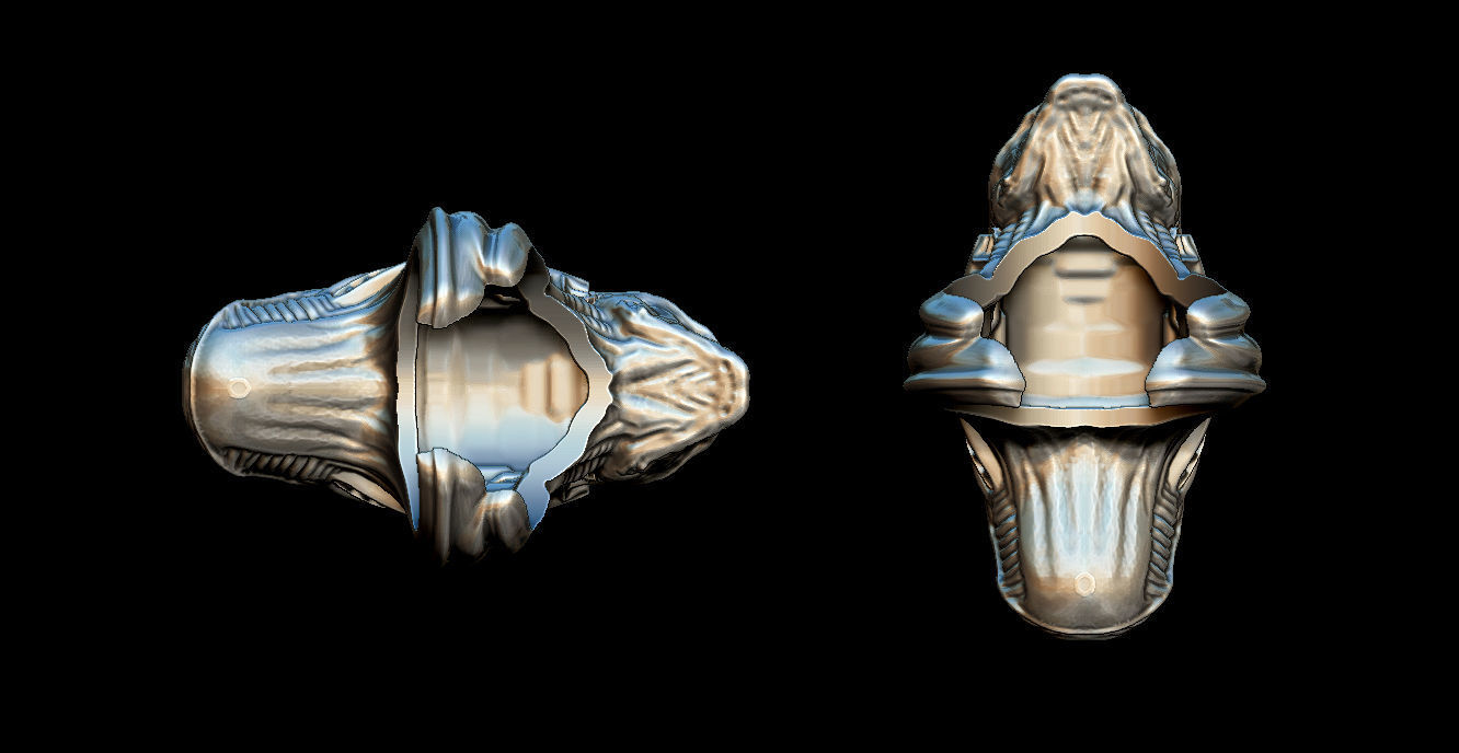Alien ring 3D print model_6