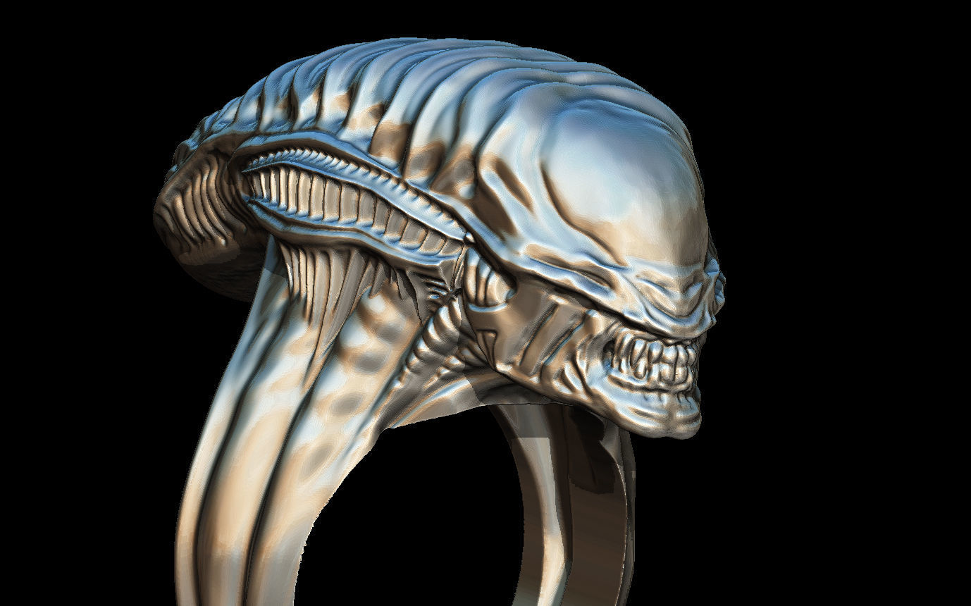 Alien ring 3D print model_4