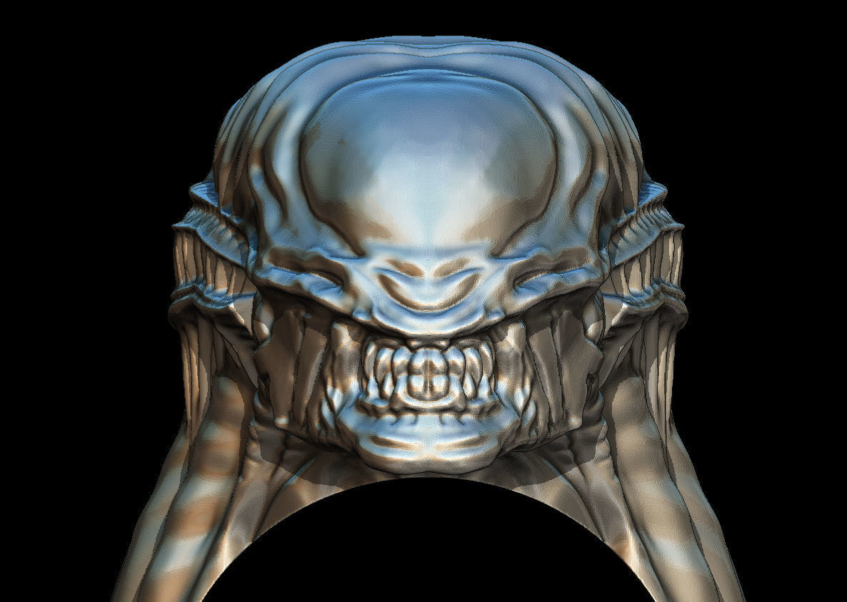 Alien ring 3D print model_2