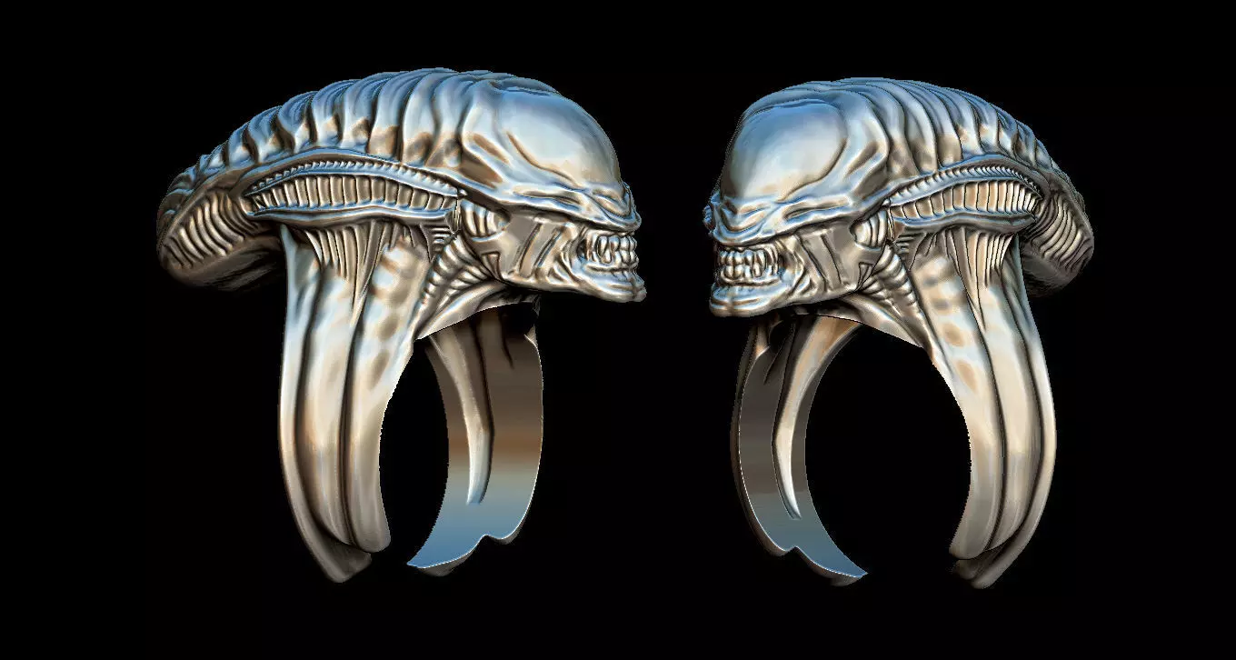 Alien ring 3D print model_0
