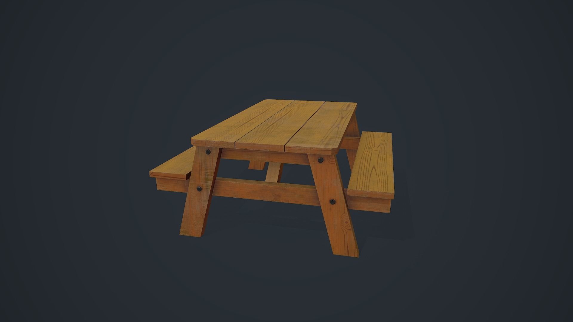 Wooden Table - Picnic Table Low-poly 3D model_2