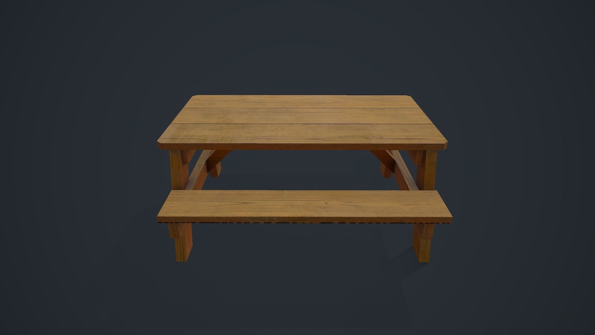 Wooden Table - Picnic Table Low-poly 3D model_9