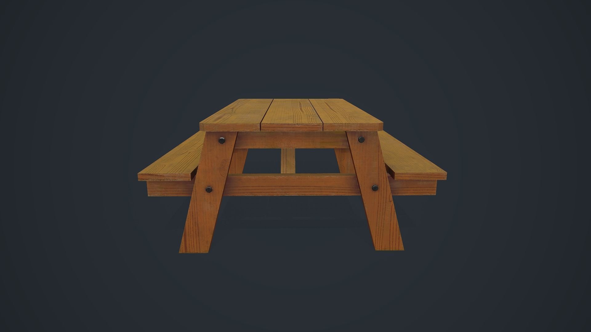 Wooden Table - Picnic Table Low-poly 3D model_7
