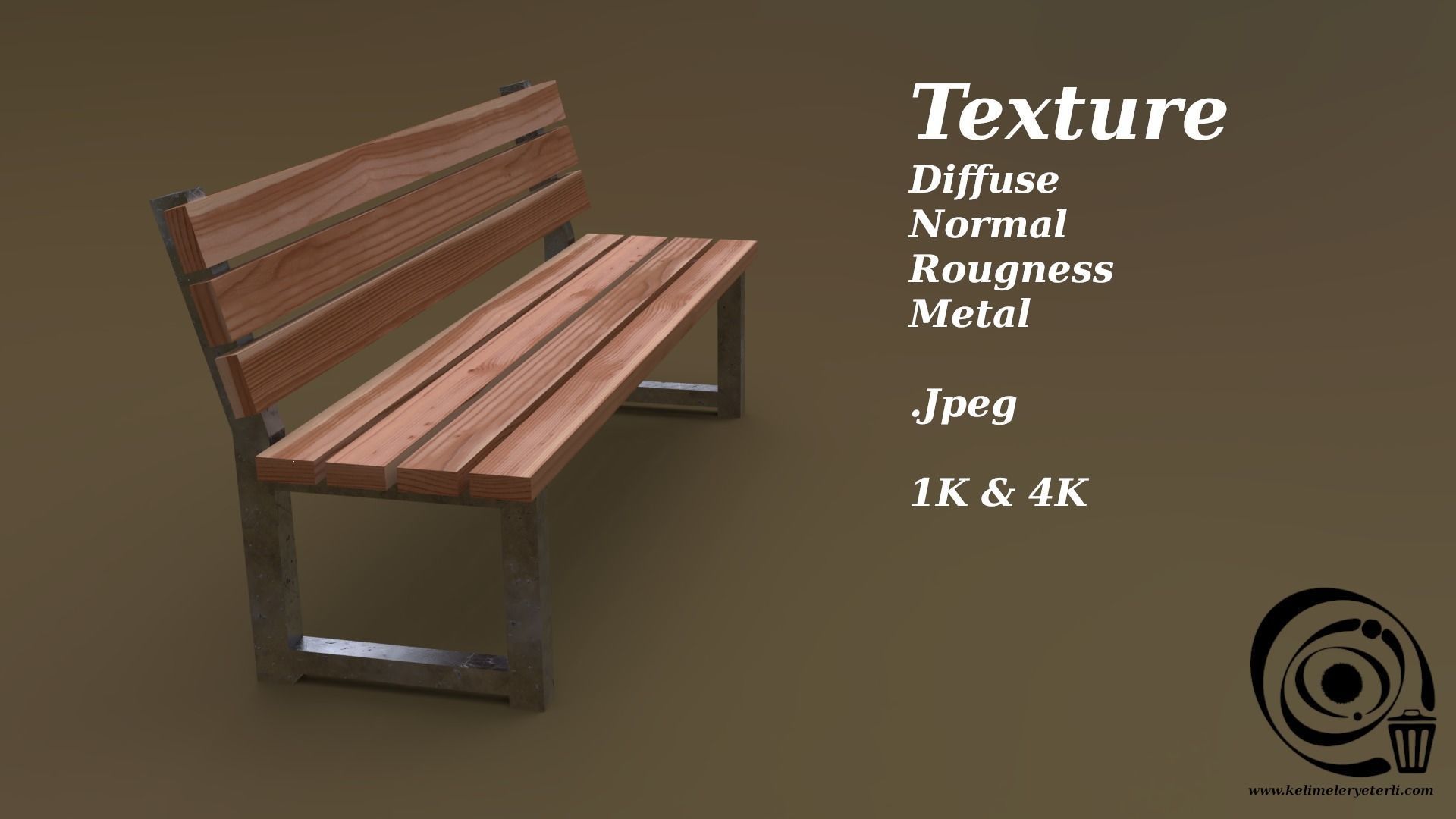 Bench 32 Low-poly 3D model_4