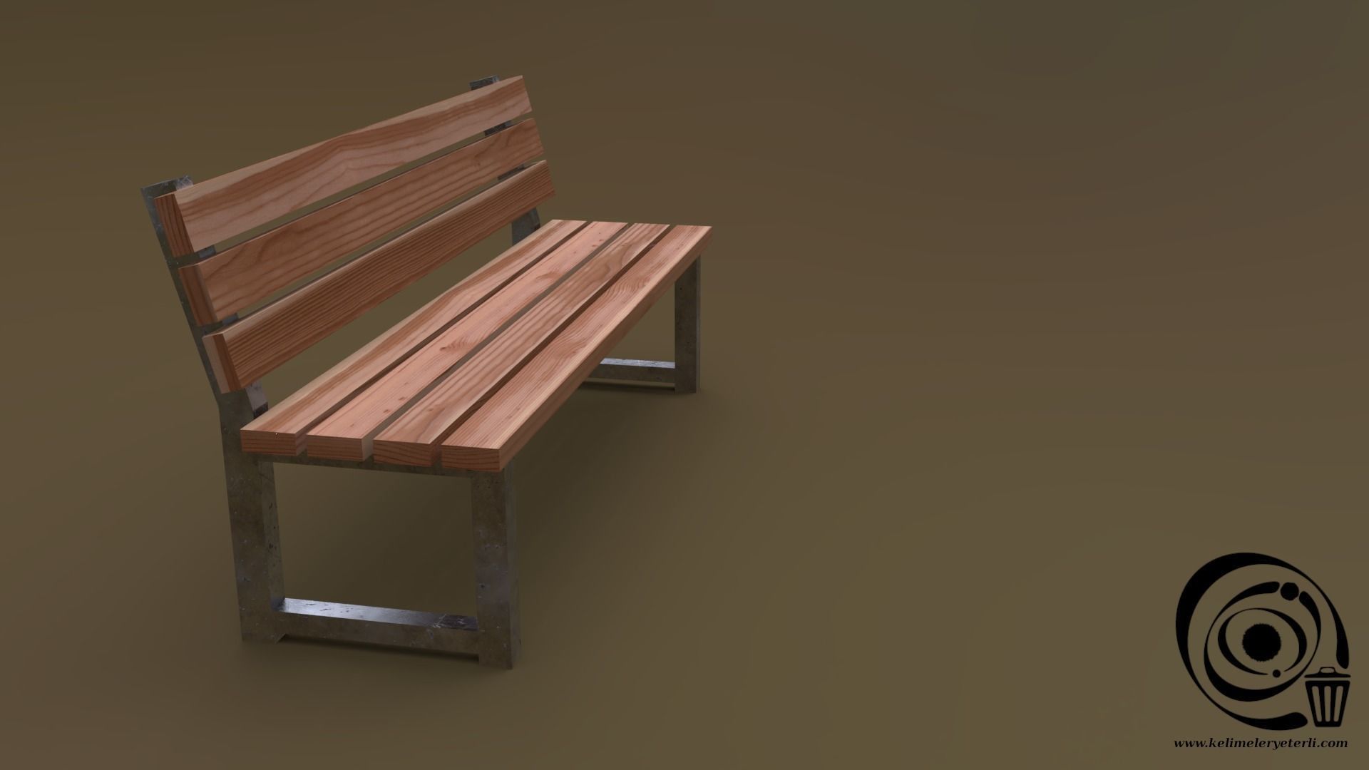Bench 32 Low-poly 3D model_1