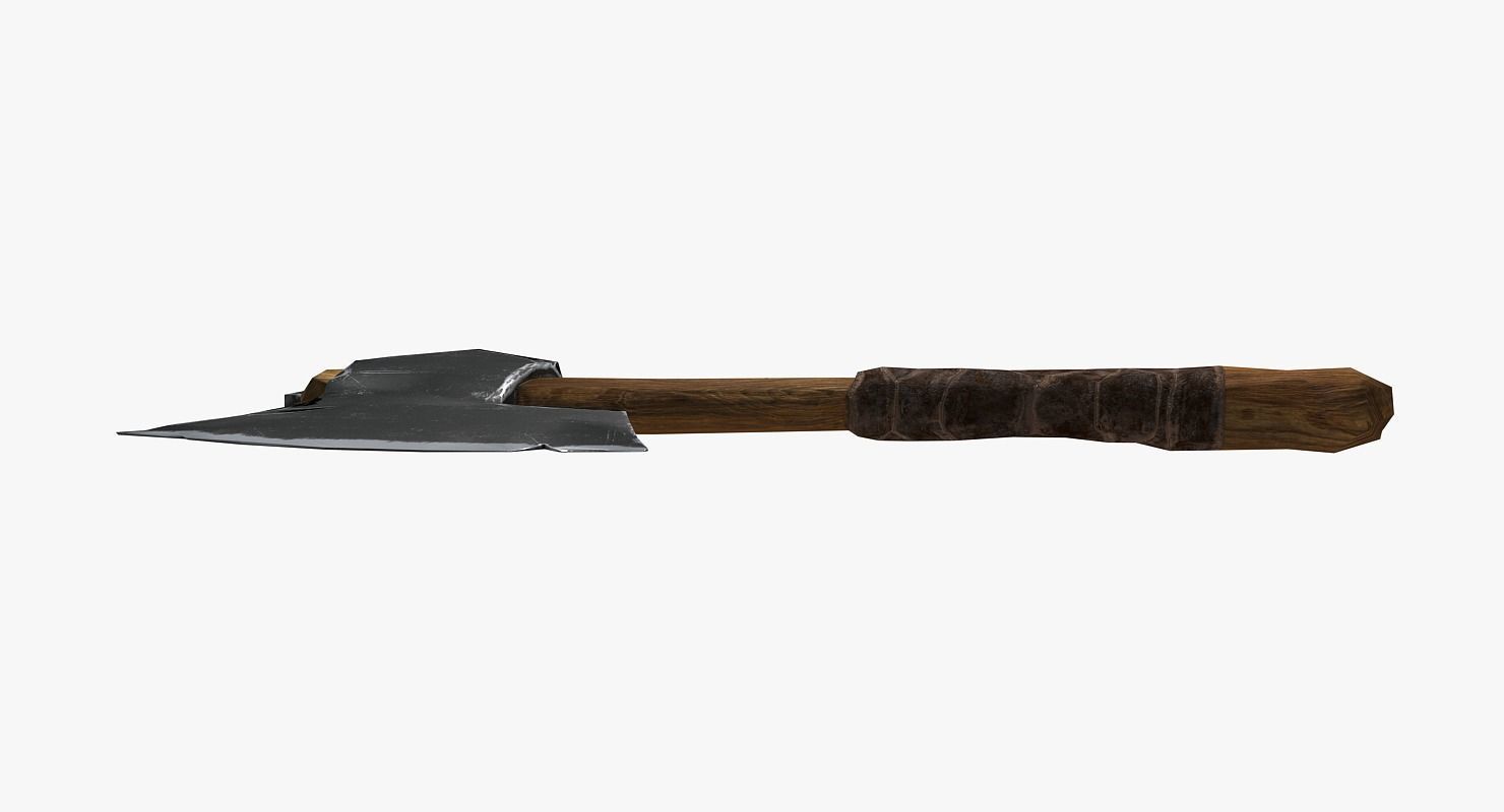 Wooden ax Low-poly 3D model_8
