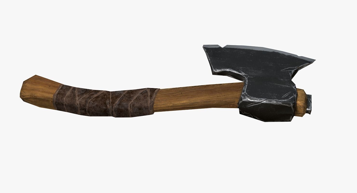 Wooden ax Low-poly 3D model_6