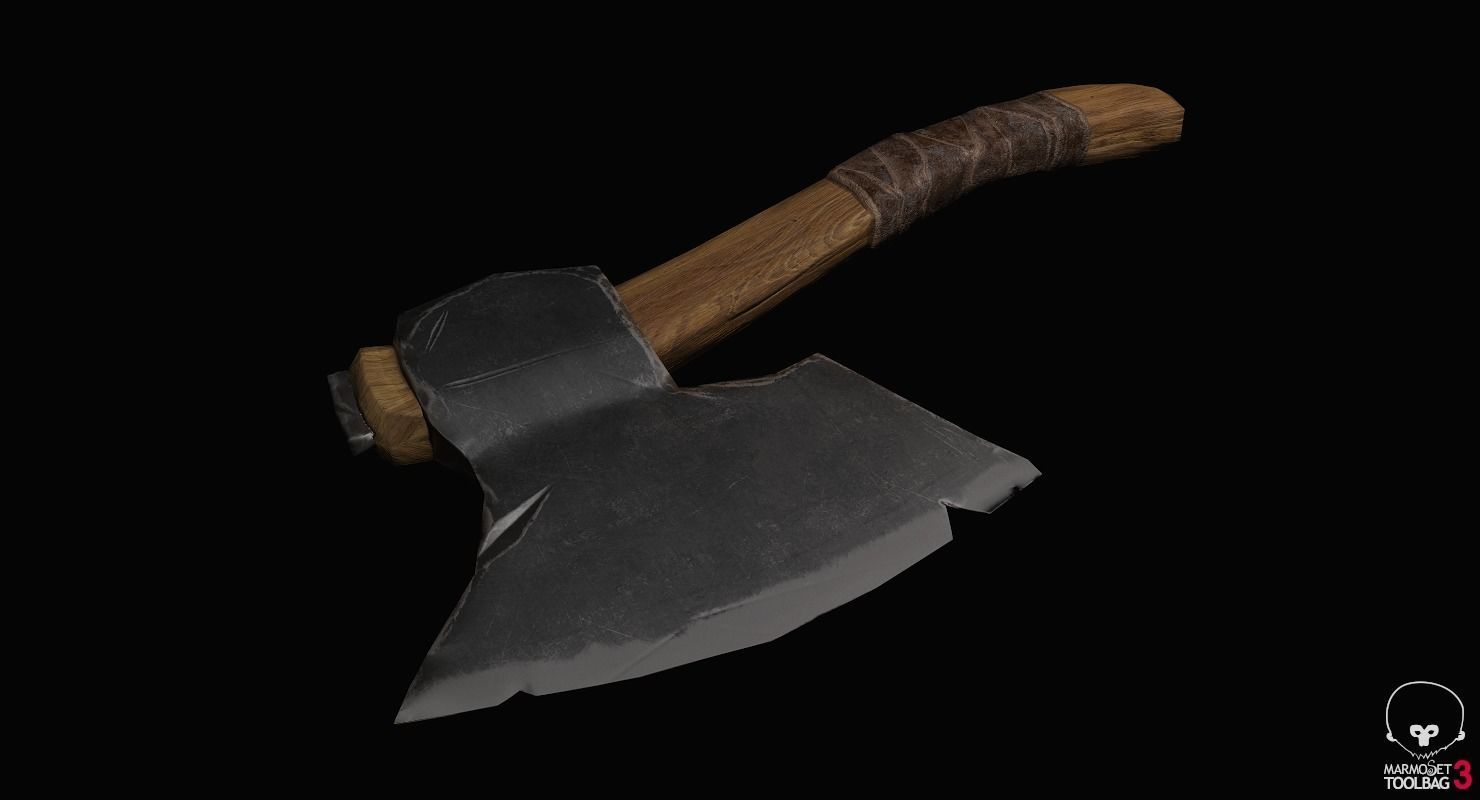 Wooden ax Low-poly 3D model_11