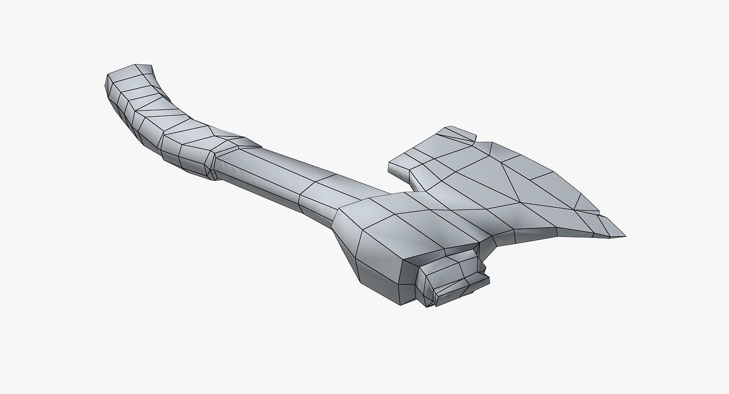 Wooden ax Low-poly 3D model_14