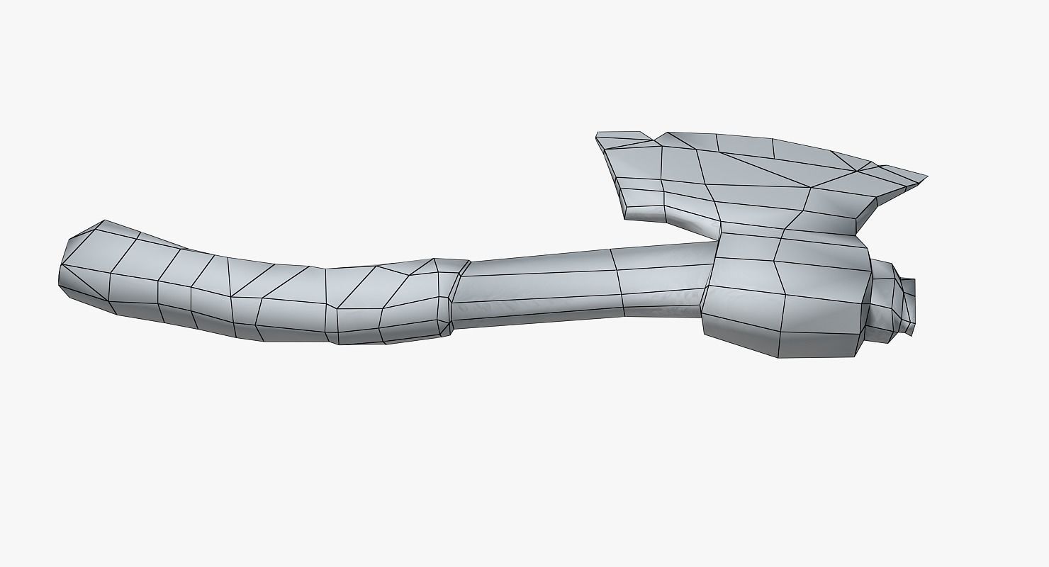 Wooden ax Low-poly 3D model_15