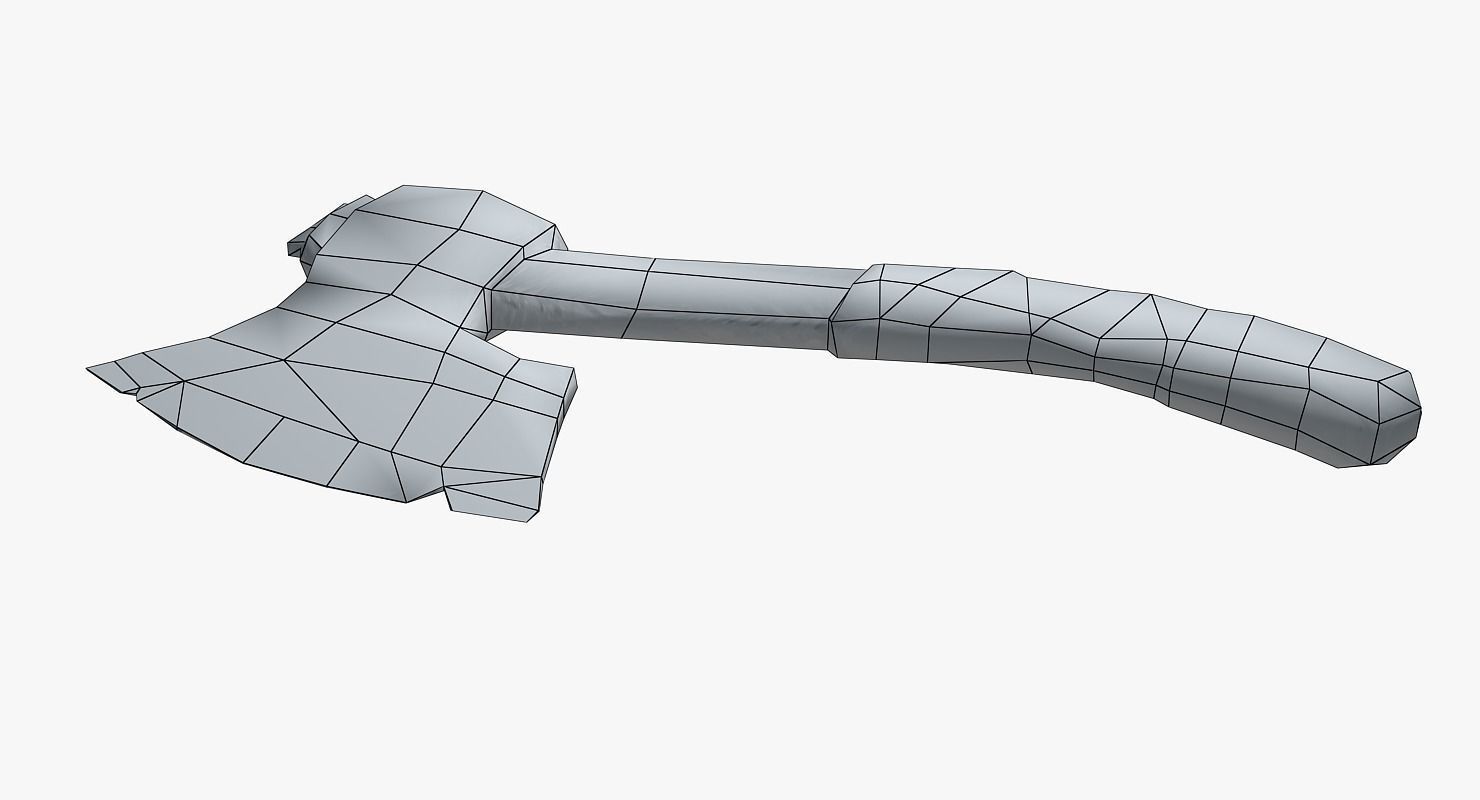 Wooden ax Low-poly 3D model_13