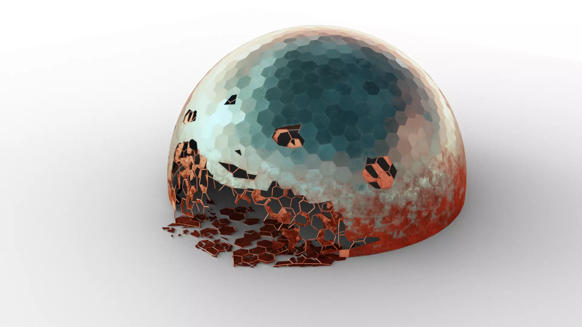 Damaged Martian Dome  Low-poly 3D model_0