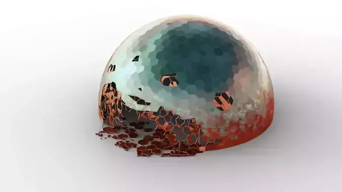 Damaged Martian Dome  Low-poly 3D model