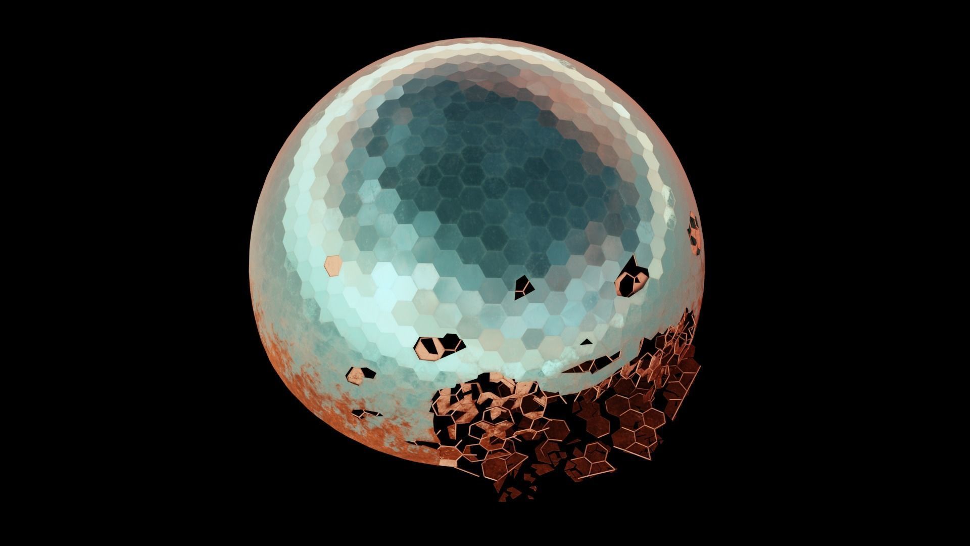 Damaged Martian Dome  Low-poly 3D model_3