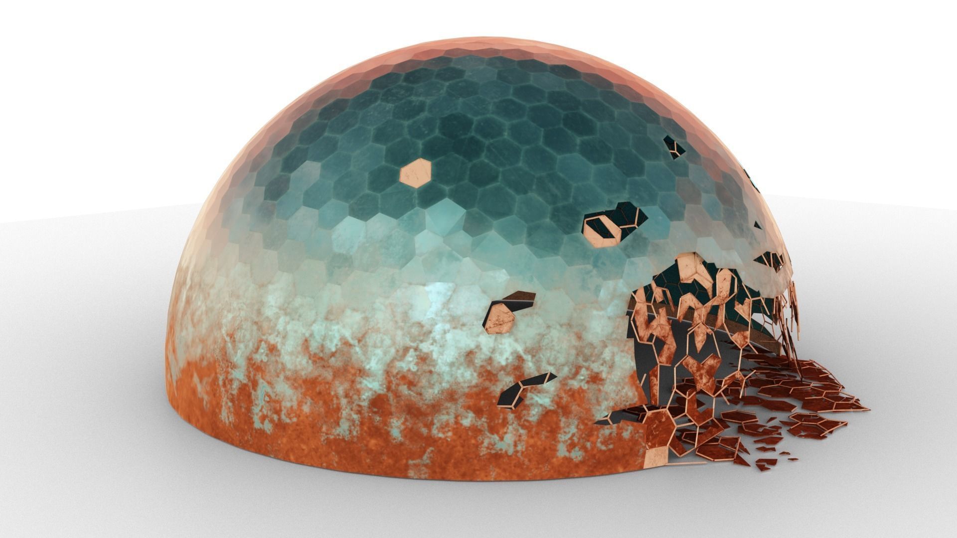 Damaged Martian Dome  Low-poly 3D model_4