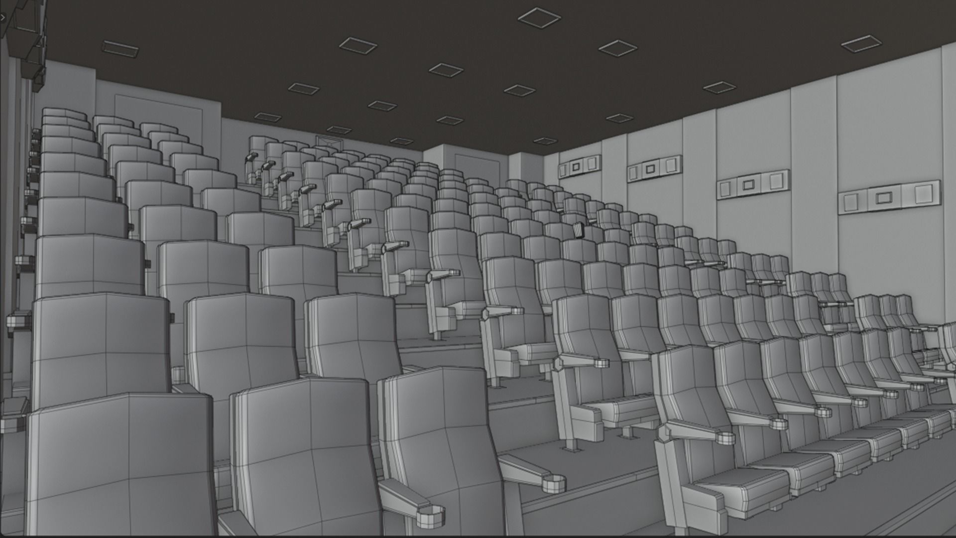 Cinema empty Low-poly 3D model_8