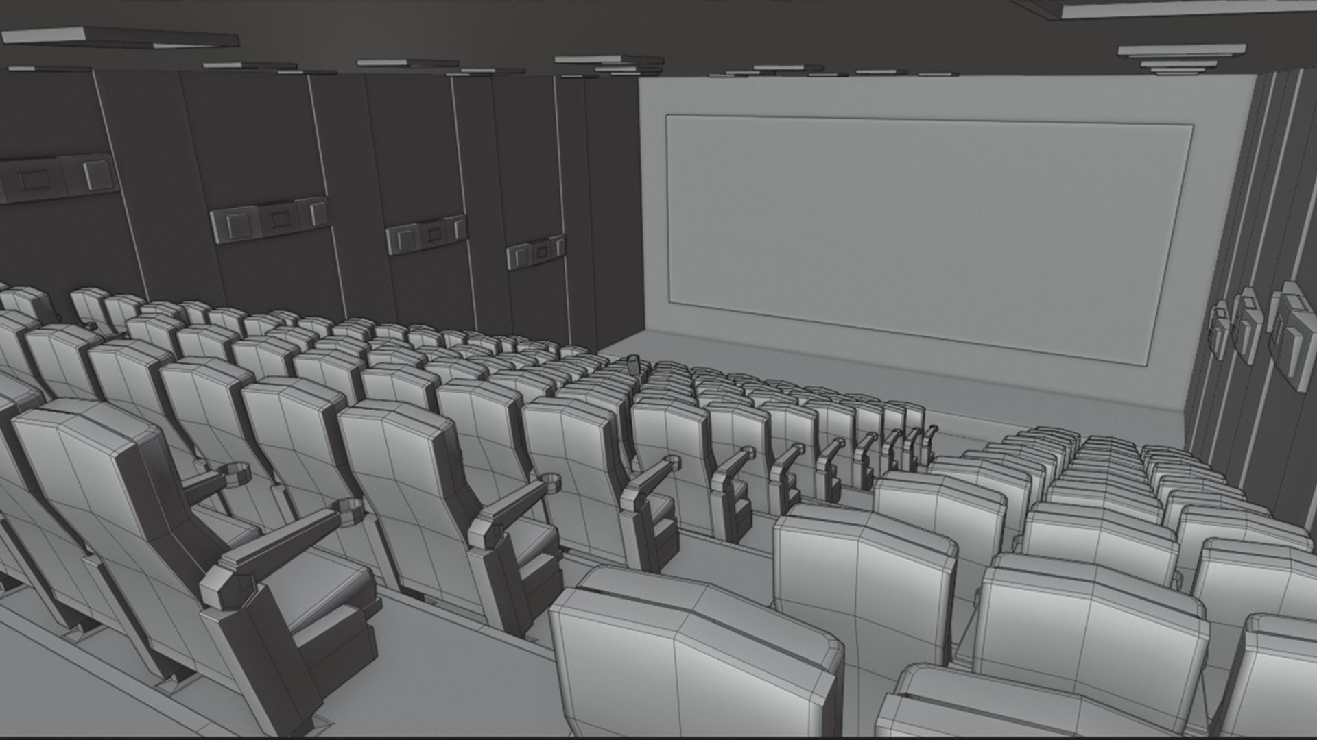 Cinema empty Low-poly 3D model_9