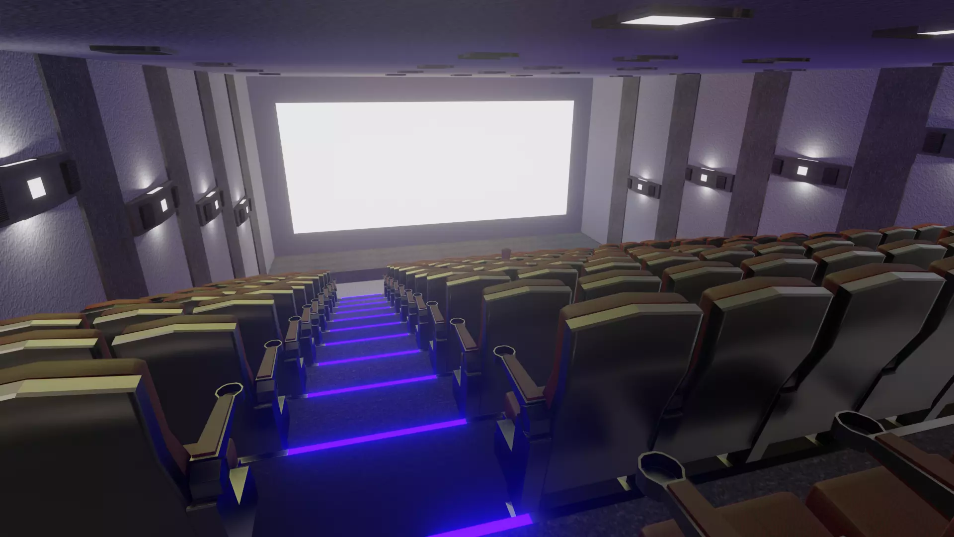 Cinema empty Low-poly 3D model_0