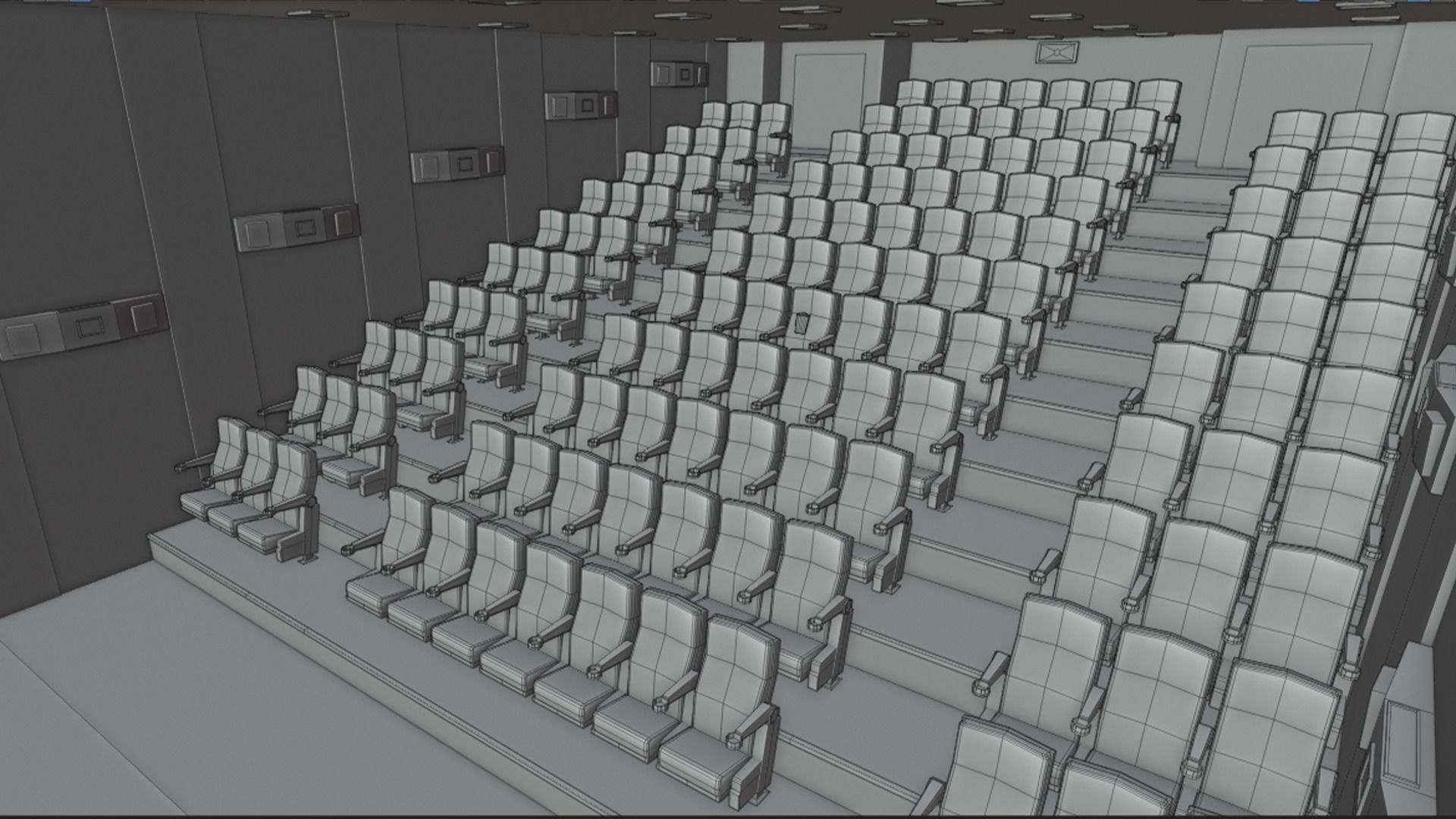 Cinema empty Low-poly 3D model_7