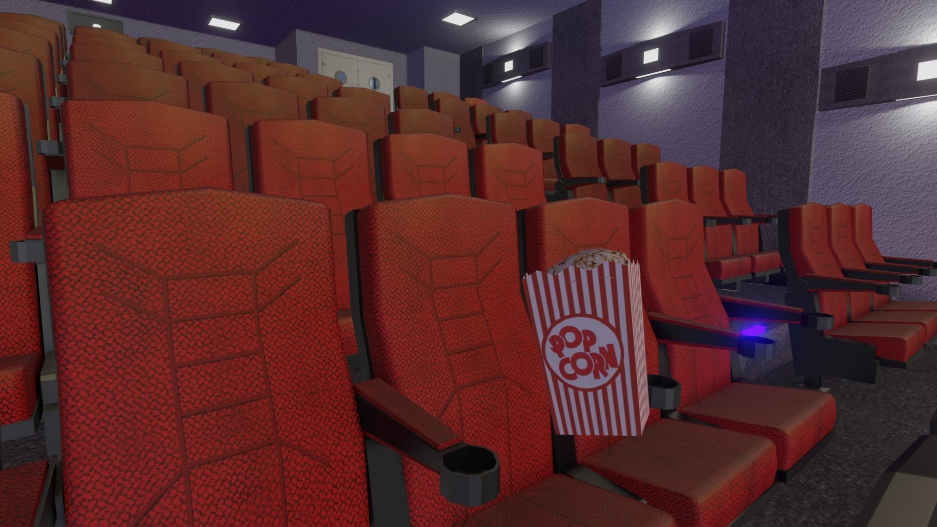 Cinema empty Low-poly 3D model_5