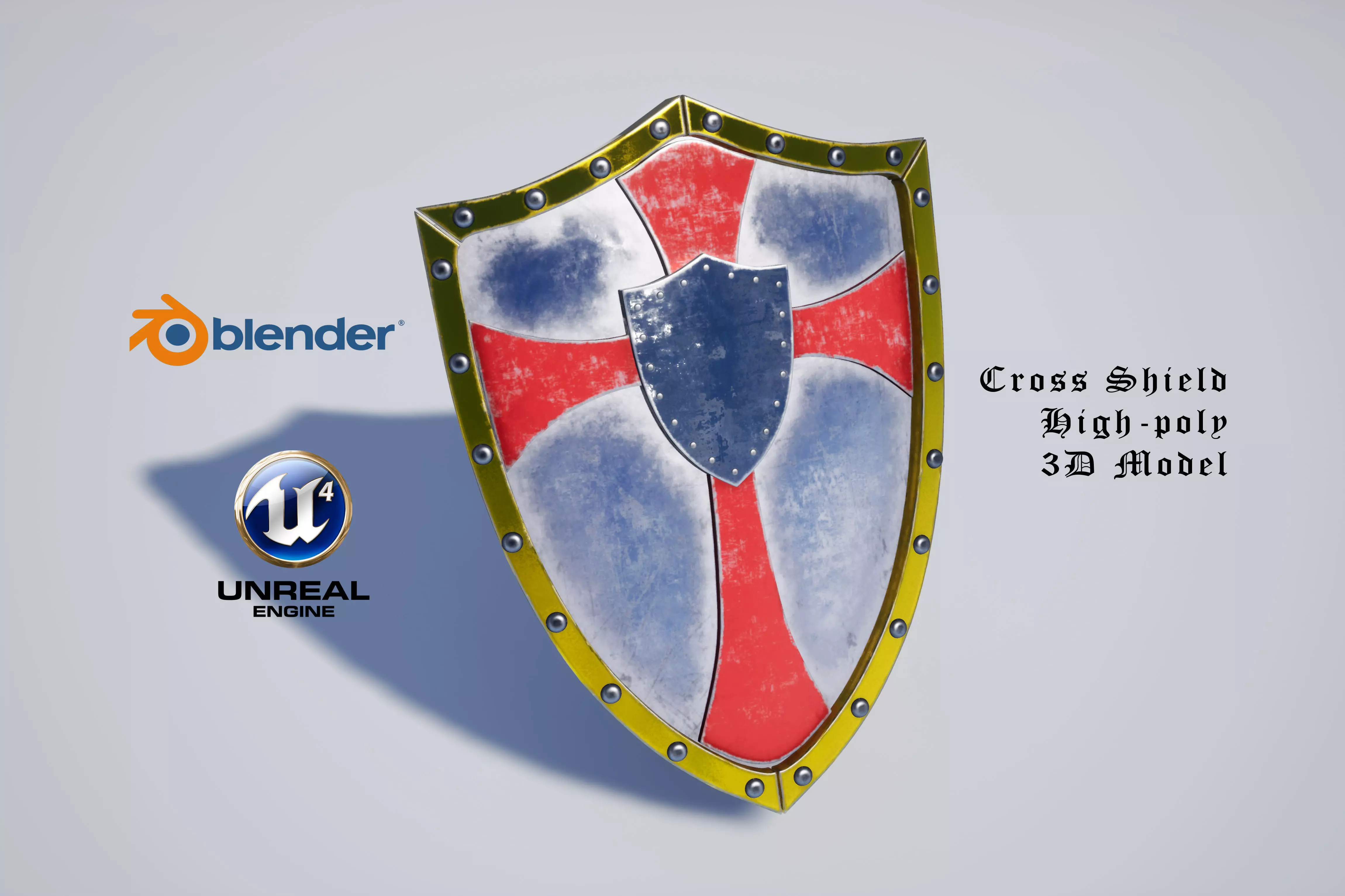 Cross Shield High-poly 3D model_0