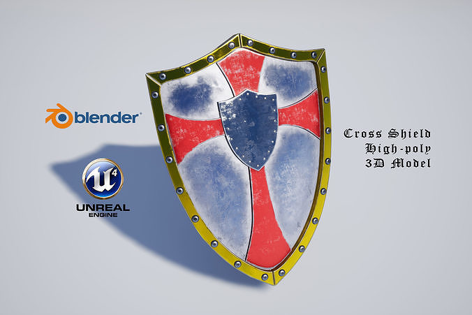 Cross Shield High-poly 3D model