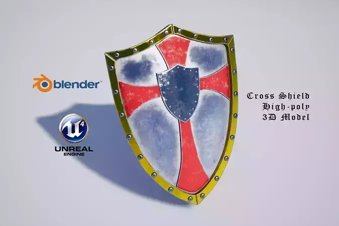 Cross Shield High-poly 3D model